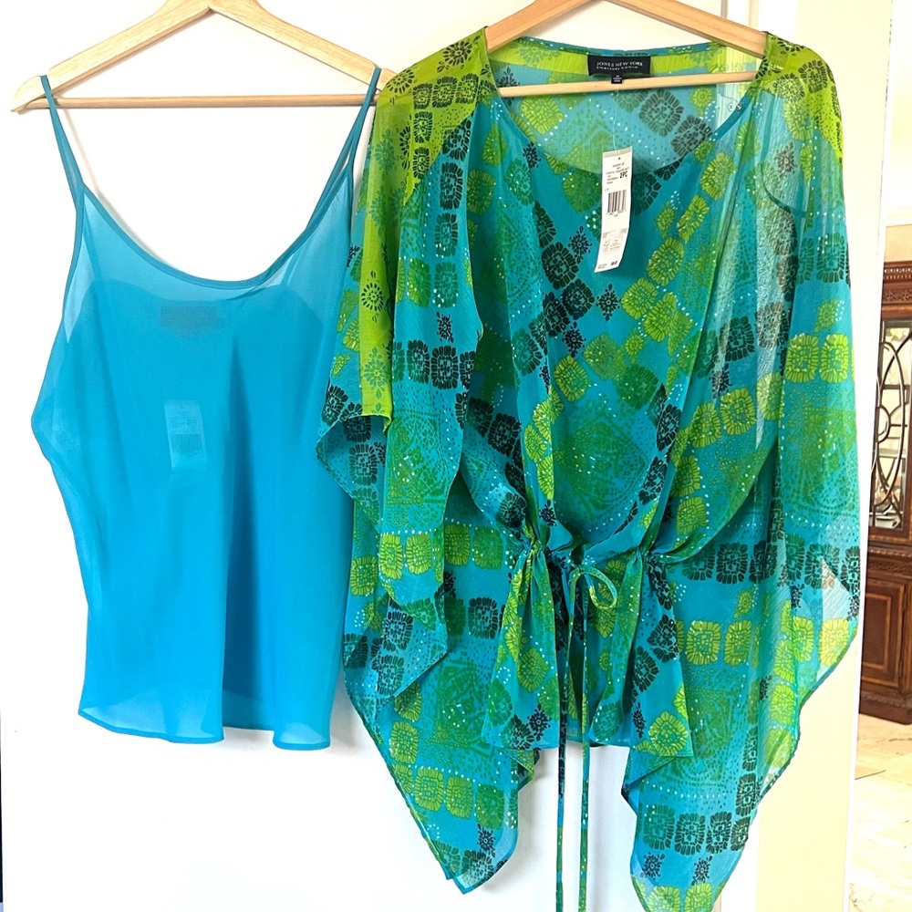 Jones New York Green and Blue Camisole Set